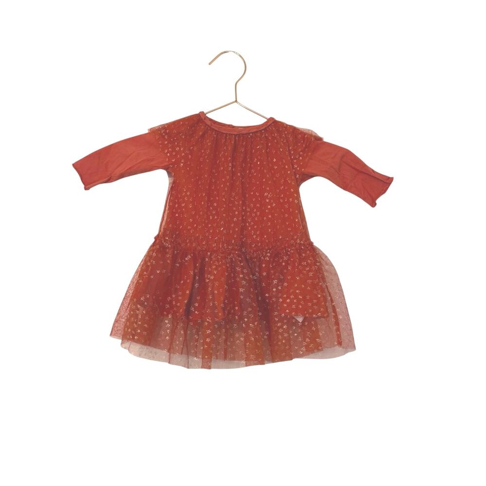 Stella McCartney Kids Red Dress with Gold Accents